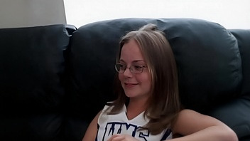 Elegant barely legal brunette beauty Christy with big natural tits gets it doggystyle
